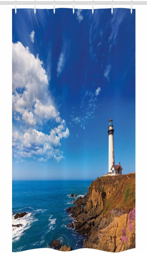 Ambesonne Lighthouse Stall Shower Curtain, California City Pigeon Point Lighthouse in Cabrillo Coastal Image Print, Fabric Bathroom Decor Set with...