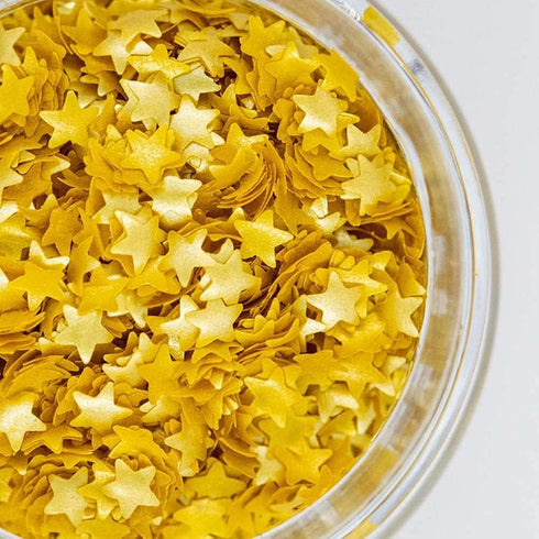 Gold Edible Star Shaped Glitter for Cakes - Fancy Edible Stars Cake Decorations in Metallic Gold for Cake Decorating, Toppings, Baking - Vegan Shi...