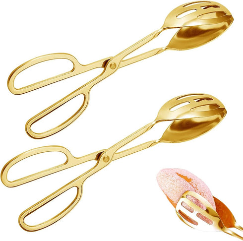 2 Pieces Buffet Salad Tongs for Kitchen Serving and Cooking, Stainless Steel Food Scissor Tongs, Catering Utensil for Bread Cake Bake Steak Barbec...