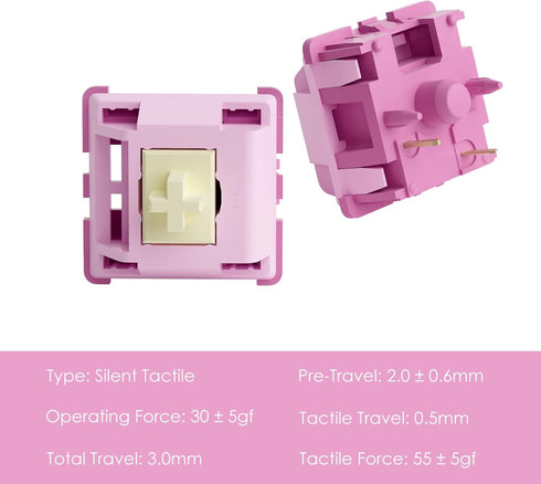 Akko V3 Creamy Purple Pro Keyboard Switch for Mechanical Gaming Keyboard, 5-Pin 30gf tactile Switches (45pcs)...