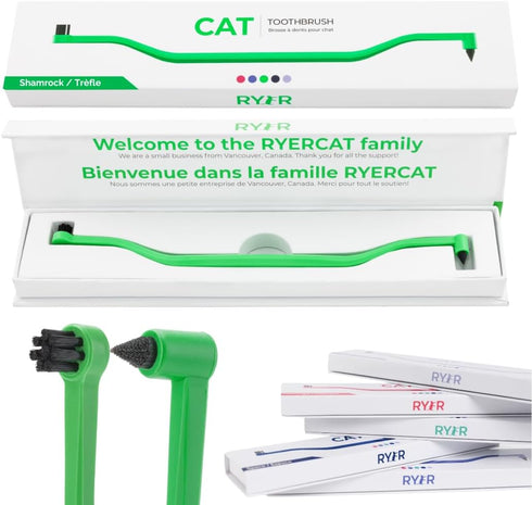 RYERCAT Dual Sided Cat Toothbrush - Kitten Toothbrush with Micro Head to fit into Cat/Kittens Mouth - Cat Dental Care Supplies - Pet Toothbrush fo...