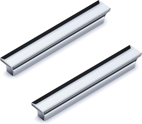 5-Inch Polished Chrome Square Cabinet Handle Chrome Drawer Knob Dresser Handle Drawer Button Square Cabinet Knob Locker TV Cabinet Handle 2-Pack (...