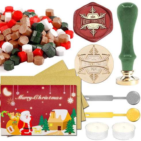 Snowflake Wax Seal Stamp Kit,Christmas Snowflake Sealing Wax Stamp for Christmas Party Invitations Letter Envelope Cards Crafts Gift Package Decor...
