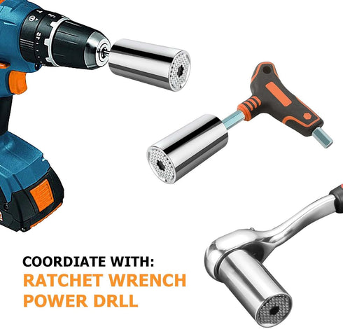 Super Universal Socket Tool Set - Stocking Stuffers for Adults, Christmas and Birthday Gifts for Dads - With Power Drill Adapter and Gift Wrapping...