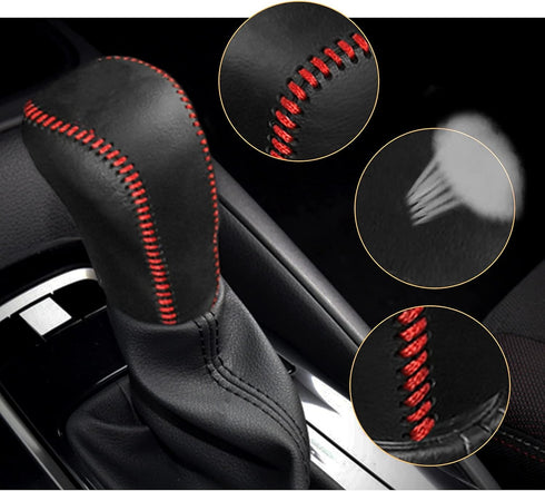Compatible with DIY Genuine Leather Gear Shift Knob Cover Interior Accessories Protective Cover Decoration for Toyota Corolla 2018 2017 2016 2015 ...