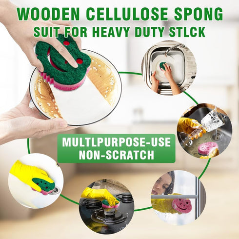 SmilePowo 12 Pack Scrub Sponge,Bulk Sponges,Dual-Sided Multi-Functional Premium Cleaning Sponges,Dishwashing Sponge for Heavy Duty Scouring Pads,B...