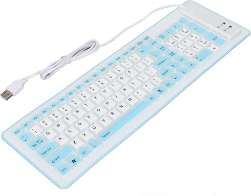 Heayzoki 103 Keys Foldable Silicone Keyboard USB Wired Rollup Keyboard Roll Up Soft Rubber Silicone Keyboard for PC Notebook Laptop Desktop Comput...