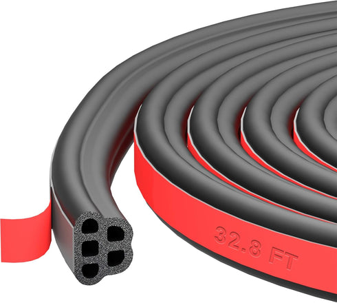 Car Door Rubber Seal Strip Adhesive Double Layer 5 Hole Rubber Automotive Weather Stripping Universal Auto Door Soundproofing Weatherstrip Fit Tru...