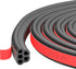 Car Door Rubber Seal Strip Adhesive Double Layer 5 Hole Rubber Automotive Weather Stripping Universal Auto Door Soundproofing Weatherstrip Fit Tru...
