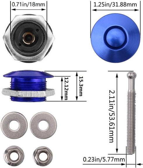 2Pack Quick Release Latch Lock Clip Push Button Bonnet Kit 1.25in/32mm Diameter Universal Aluminum Alloy Quick Latch Lock for Auto Car Bumper Lice...