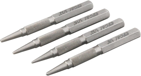 C&T 4-Piece Nail and Punch Set, 1/32, 1/16, 3/32, 1/8Inch, Nail Setter Punch & Center Punch Set, Professional woodworking and carpentry tool kit...