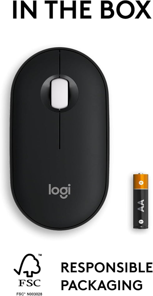Logitech Pebble Mouse 2 M350s Slim Bluetooth Wireless Mouse, Portable, Lightweight, Customizable Button, Quiet Clicks, Easy-Switch for Windows, ma...