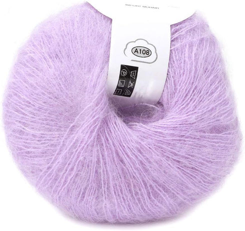 Yarn Thread Popular Multi Color Soft Mohair Fiber Long Angora Wool Hand Knitting Yarn Roving for Weave Scarves (violet)...