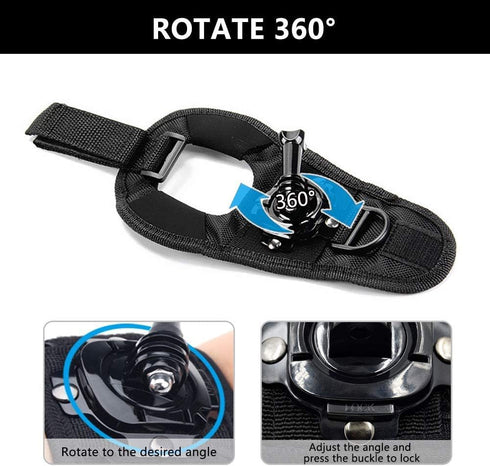 360 Degree Rotation Hand Strap Mount for GoPro Hero 10 9 8 7 6 5 Black Session,Hand Glove Wrist Strap Mount for AKASO Xiaoyi DJI OSMO Action Camer...