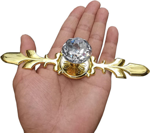 5 Pack Large Sized Enlarged Diamond Clear Crystal Glass Decorative Knobs with Plate,Cabinet Cupboard Door Pulls Handles with Screws for Kitchen Of...