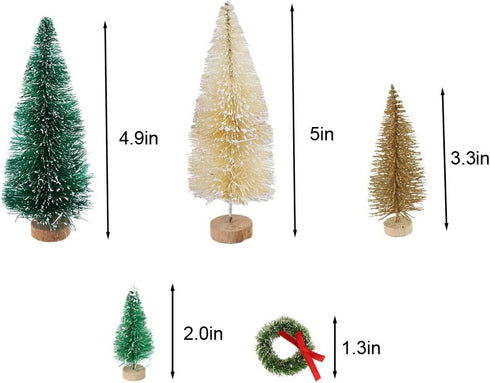 30 Pieces Miniature Sisal Frosted Christmas Trees Bottle Brush Mini Trees Plastic Tabletop Trees Ornaments for Christmas Room Decor Home Table Top...