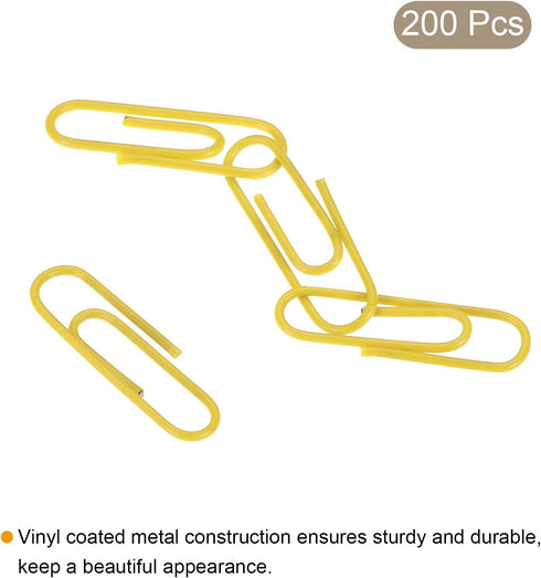 MECCANIXITY Paper Clips Small Size 1.1 Inch Vinyl Coated to Prevent Tearing Pages with Box for Organize Office Home Yellow Count 200...