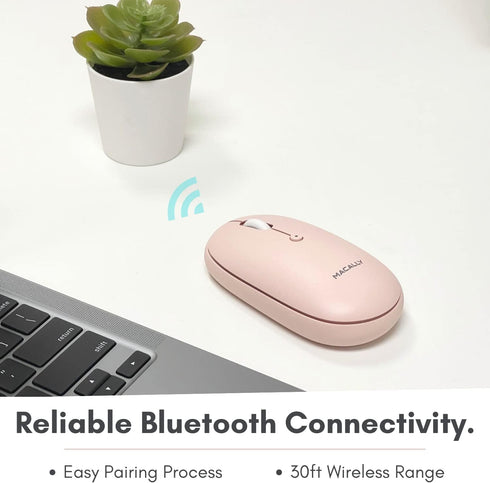Macally Wireless Bluetooth Mouse - Strong Connection - Quiet, Comfortable, Rechargeable Mouse for Macbook Air/Pro, Mac, iMac, Apple iPad - Wireles...