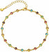 18K Gold Plated Anklet, Adjustable Bohemian Square Coloured Zirconia Anklet, Beach Holiday Jewellery For Women...