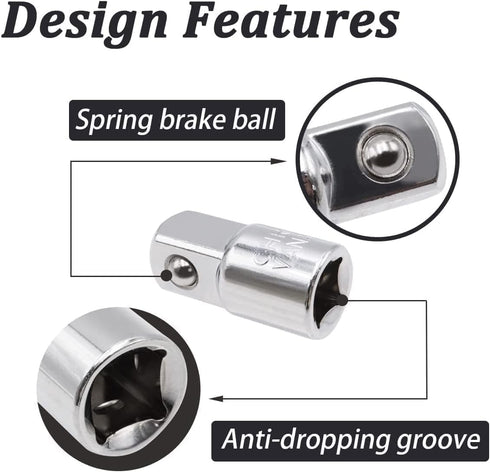 2Pcs 3/8 Inch Drive (F) x 1/4 Inch (M) Impact Socket Adapter for Ratchet Wrenches, Cr-V Converter for Sleeve Reducer, Female to Male...