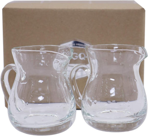 DGQ Classic Glass Creamer Pitcher with Handle 4oz Pack of 2 Milk Pourer Mini Creamer for Coffee Tea Maple Syrup Serving...