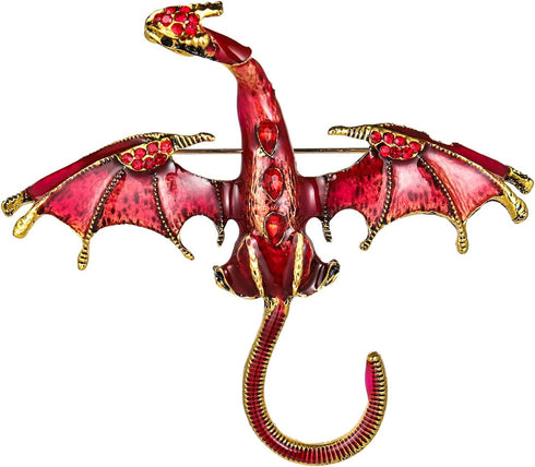 Enamel Dragon Brooch Set With Crystal Animal Pins?Vintage Punk Dragon Animal Brooch Accessories for Men and Women...
