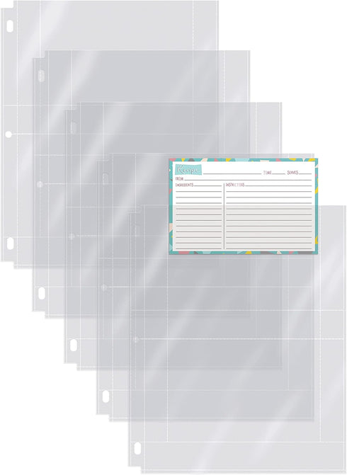 Better Kitchen Products Recipe Card Protective Sheets for 4" x 6" Cards, Letter Size 8.5" x 11" 2-Up Sheets, 50 Pack, Heavyweight, Diamond Clear, ...