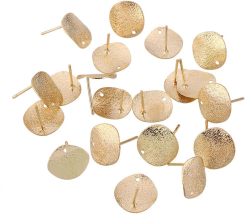 MILISTEN 20pcs Stainless Steel Earrings Posts Round Blank Peg Earrings Posts Flat Pad Ear Stud Components Earring Making Findings (Golden)...