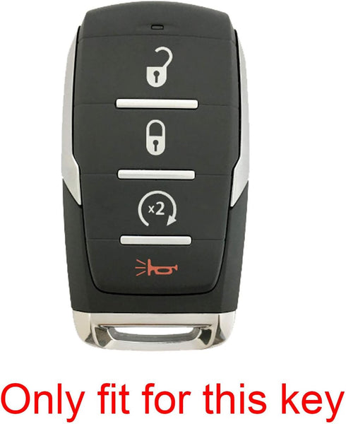 2pcs 4 Buttons Silicone Rubber Remote Smart Key Fob Case Cover Keyless Protector Holder Compatible with Dodge Ram 1500 2019 2020 2021 2022 Black B...
