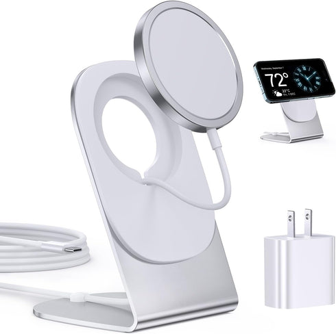 Magnetic Wireless Charger Mag-Safe Charger for iPhone 15/14/13/12 Series Convertible Magnet Wireless Charging Stand/Pad with 20W Adapter 5ft Cable...