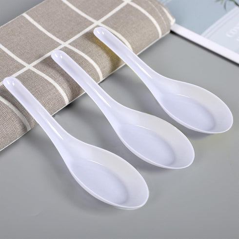Disposable wihte Plastic Spoons, 50 PCS Asian Soup Spoons,Chinese Spoons,tasting spoon,front dish spoon,Plastic Cutlery(White flat bottom)...