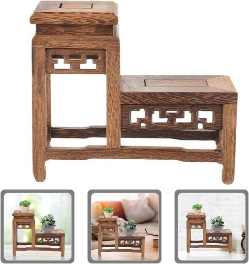 Angoily Vintage Display Stand Wood Stand for Crafts Figurine Display Base Tabletop Wood Base Vase Display Stand Flower Vase Base Buddha Statue Sta...