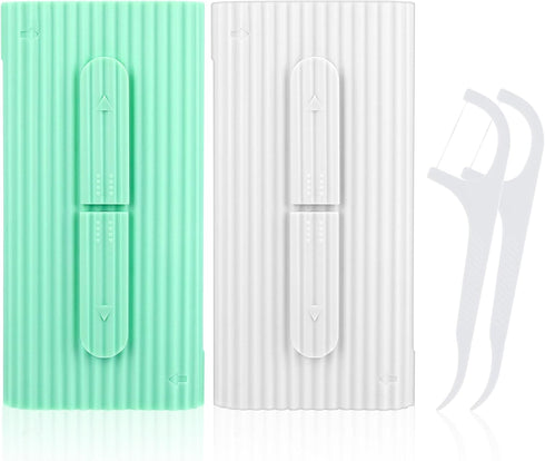 Dental Floss Portable Case Travel Floss Storage Case Toothpicks Dispenser Refillable Dental Floss Container with 10 Picks Automatic Floss Stick Or...