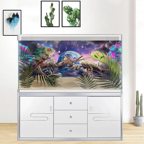 36" X 20"Trippy Planet Aquarium Background, Galaxy Space Tapestry Fantasy Forest Mountain Tank Decorations Background, Aesthetic Floral Plant Art ...
