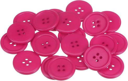 50pcs 40L Sewing Buttons 1"(25mm) Resin Round Flat 4-Hole Craft Buttons for Sewing Clothing and DIY, Dark Pink...