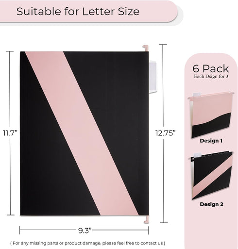 Y YOMA 6 Pack Decorative Hanging File Folders Letter Size Cute Hanging Folder Pretty File Folder Organizer for Filing Cabinet Office Home with 1/5...
