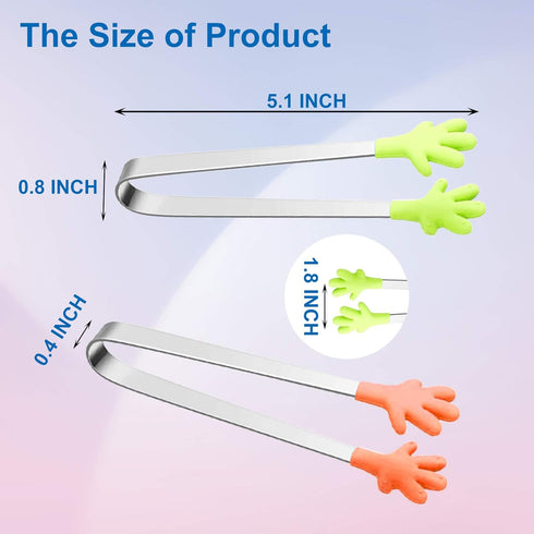 6PCS Mini Tong, Hand Shape Silicone Food Tongs, 5Inch Kid Tongs for Sugar Cubes, Serving Food, Colorful Kitchen Tongs Perfect for Kids by Hovesty...