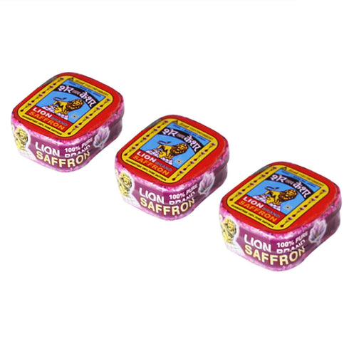Lion Saffron, 3g, Original Kashmir Lacha Saffron/Kesar/Keshar (Certified Grade A) for Biryani, Beauty, Improved Health and Tilak (VALUE PACK OF 3g...