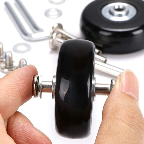 OwnMy 50mm x 18mm Set of 4 Luggage Suitcase Replacement Wheels, Rubber Swivel Caster Wheels Bearings Repair Kits (Black)...