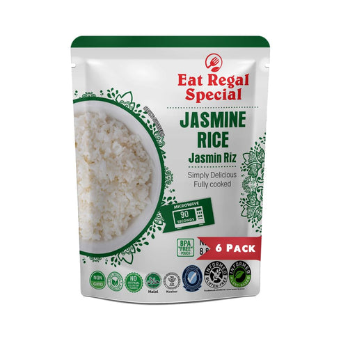 Eat Regal Jasmine Microwave Parboiled Rice Pack of 6, 8.8 Ounce, Ready Rice in 90 Sec |100% Natural Ingredients | Pre Cooked | Ready to Eat | Thai...