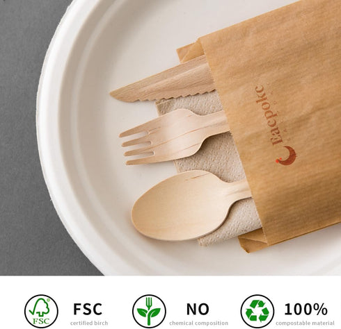 Disposable Wooden Forks, 100 PCS Eco-friendly Forks Recycling Wood Utensils Disposable Cutlery Fork for Eating, Outdoor Camping, Party, Picnics, W...
