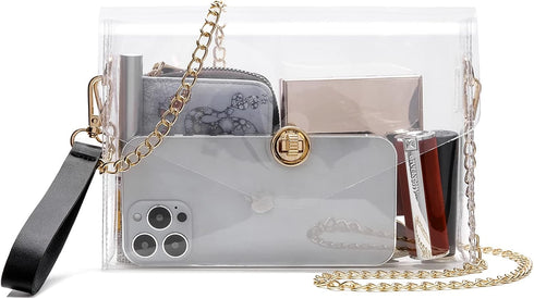 Transparent Clutch Clear Purse Crossbody Shoulder Bags Stadium Approved Bags...