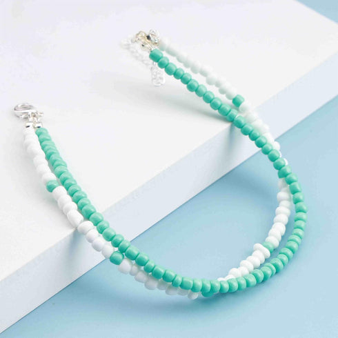 Boho Turquoise Anklet Turquoise Ankle Beaded Bracelet Blue White Handmade Beaded Anklet Summer Beach Anklet Fashion Feet Chain Jewelry Gift for Wo...