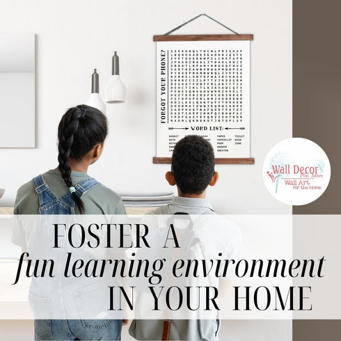 Black Wood & Canvas Wall Hanging Bathroom Word Search Forgot Phone Wall Art Small 12x14.5-Inch...