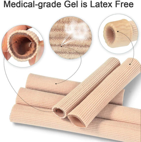 Cuttable Toe Tubes Sleeves 5 Pack Small Size, Made of Elastic Fabric Lined with Silicone Gel. Toe Sleeve Protectors Relief Toe Pressure Pain, Corn...