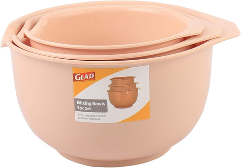 GLAD Mixing Bowls with Pour Spout| Nesting Design Saves Space | Non-Slip, BPA Free, Dishwasher Safe Plastic | Kitchen Cooking and Baking Supplies,...