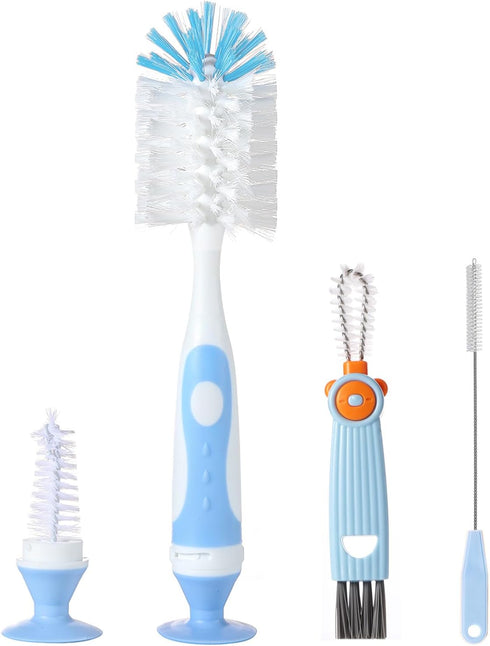 4-in-1 Baby Bottle Brush Set, Bottle Brush for Baby, Bottle Cleaner Brush Set, Including Nylon Bottle Brush, Bottle Cap Brush, Straw Brush, Nipple...