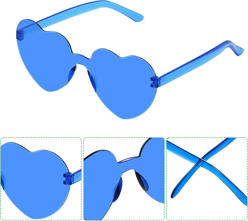 10 Pcs Heart Shape Sunglasses Frameless Transparent Glasses Party Favors for Women...