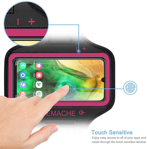 Galaxy A56 A55 A54 Armband, JEMACHE Water Resistant Gym Running Workouts Arm Band for Samsung Galaxy A52 A53 A54 A55 A56 with Key Holder (Rosy)...