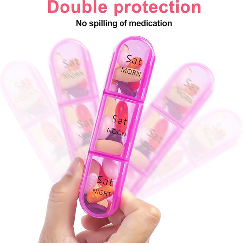 Odaro Pill Organizer 3 Times a Day - Portable Weekly Medicine Box, Waterproof Weekly Medicine Box for Fish Oils, Vitamin, Supplements (Pink)......